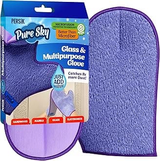 persik Pure-Sky Ultra Microfiber Cleaning Glove – JUST ADD Water No Detergents Needed - 2-in1, Combination for Glass and Multipurpose – Streak Free Magic Window Polishing Glove - Removes Stains, Dust