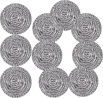 Stainless Steel Scrubber Scrubbing Scouring Pad Sponges Clean Pot Pan and Steel Wool for Kitchen Bathroom (10Pcs Metal Scrubber)