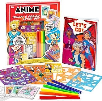 Anime Color & Design Artist Set, 22-Piece Art Set, How to Draw, Create Comics, Make Manga & Sketchbook, Gifts for Enthusiasts, Arts & Crafts for Kids 6+