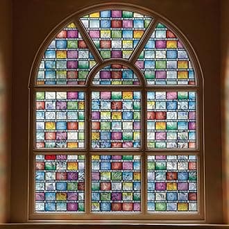 Rainbow Window Tint, Static Cling Window Film Privacy, Stained Glass Vinyl, Decorative Stickers Anti UV for Home 60 x 200cm