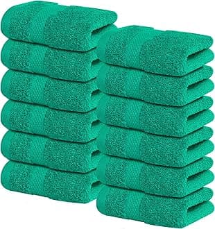 Infinitee Xclusives Premium Wash Cloths [12 Pack] for Showering 33x33 cm, 100% Cotton washcloths, Face Cloths, Soft and Absorbent Face Towels for Bathroom, Gym, and Spa, Fingertip Towels