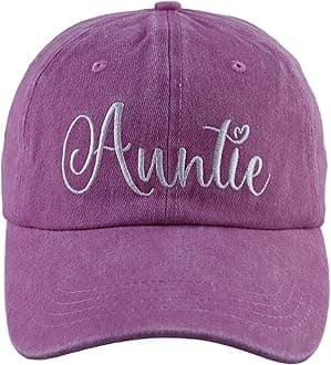 HHNLB Auntie Hats for Women, Adjustable Embroidered Cotton Aunt Baseball Cap