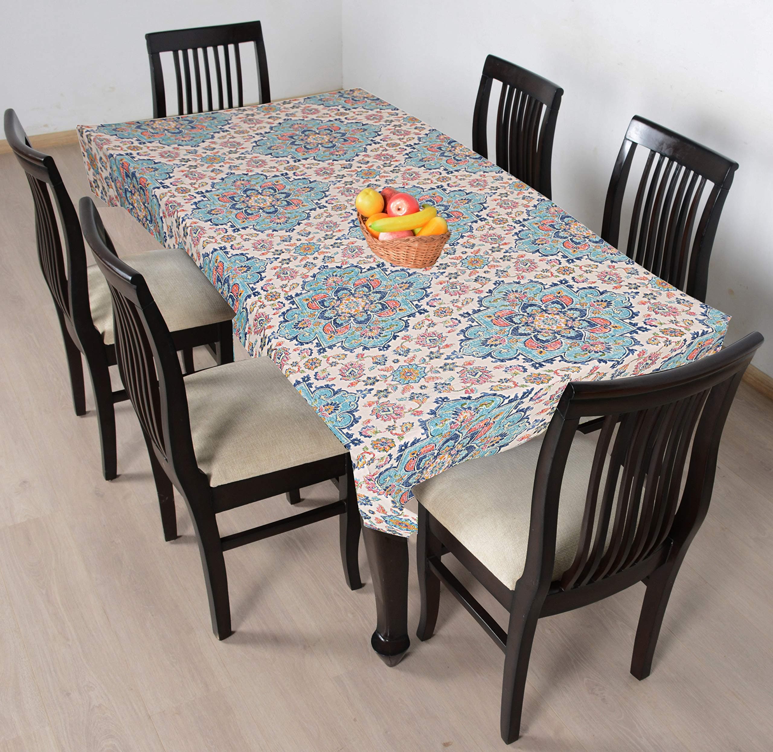Raghuraj Lifestyle Cotton Rectangular Lapis 6 Seater Royal Dining Table Cover (Multicolour, 51 x 79 Inches, Pack of 1)