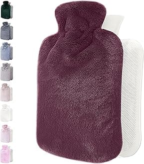 Hot Water Bottle - with Soft Premium Fleece Cover - Plum, 2L - Heating Pad for Menstrual Cramps and Period Comfort - Bed Foot Warmer - Hot & Cold Compress for Back, Stomach, Neck Pain Relief