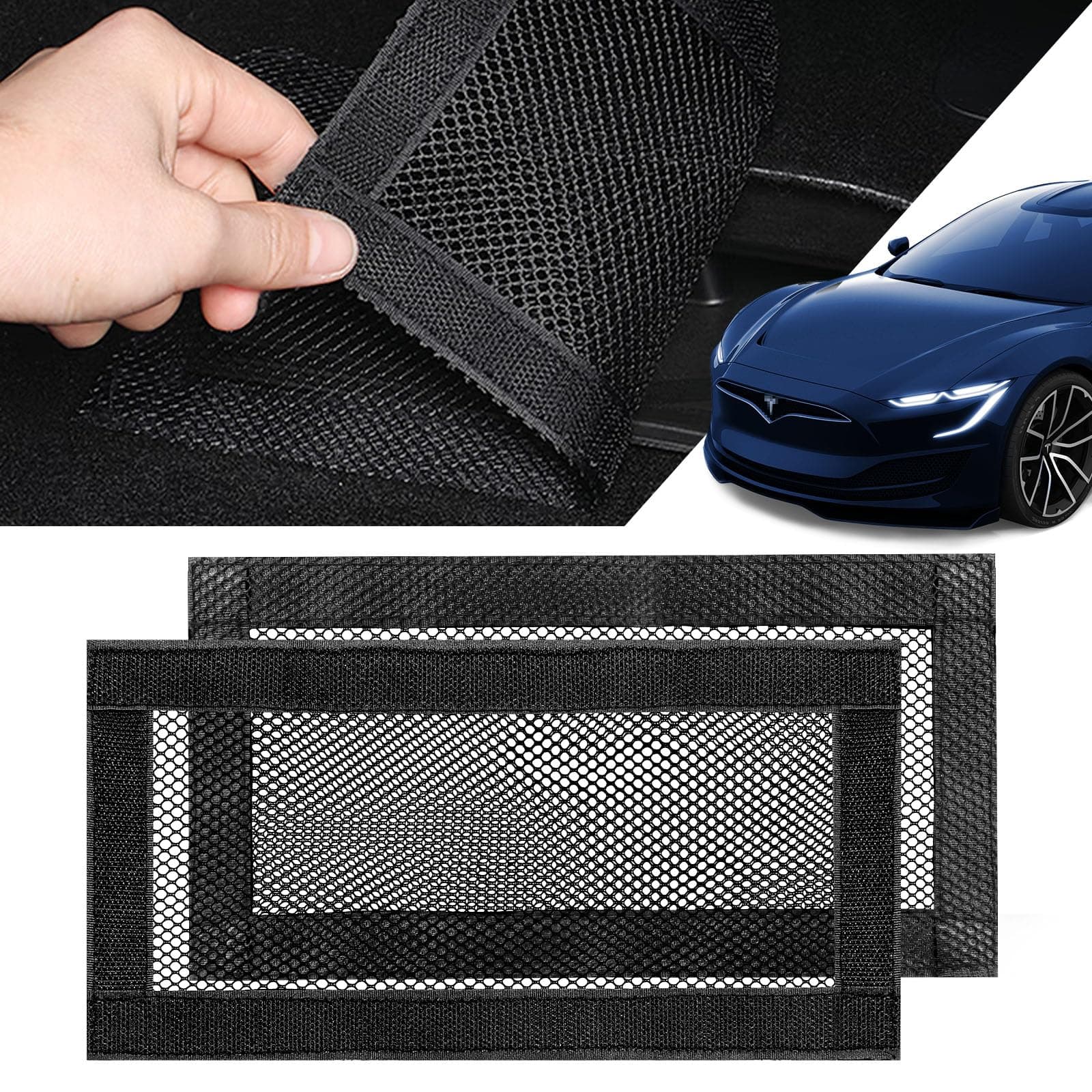 Backseat Air Vent Cover for Tesla Model 3 & Model Y, 2-Pack Rear Seat Air Condition Outlet Protector with Upgraded Mesh Cloth and Velcro, Car Air Vent Accessories for Tesla Model Y / 3