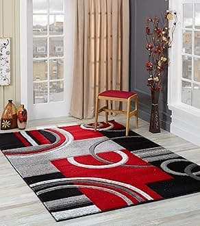 GLORY RUGS Area Rug Modern 2x7 Red Soft Hand Carved Contemporary Floor Carpet with Premium Fluffy Texture for Indoor Living Dining Room and Bedroom Area