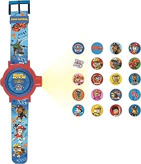 LEXIBOOK Paw Patrol Chase Projection Watch, 20 Images of Your Favourite Characters, Send Code Messages with The projections, Blue/Red, DMW050PA