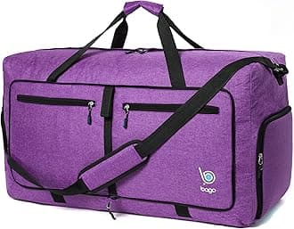 Bago Large Duffle Bag for Travel Women & Men. Durable Lightweight Foldable Travel Duffel Bags For Traveling Women. 80L Duffle Bags For Overnight Bag With Shoe Compartment Collapsible Weekender duffel