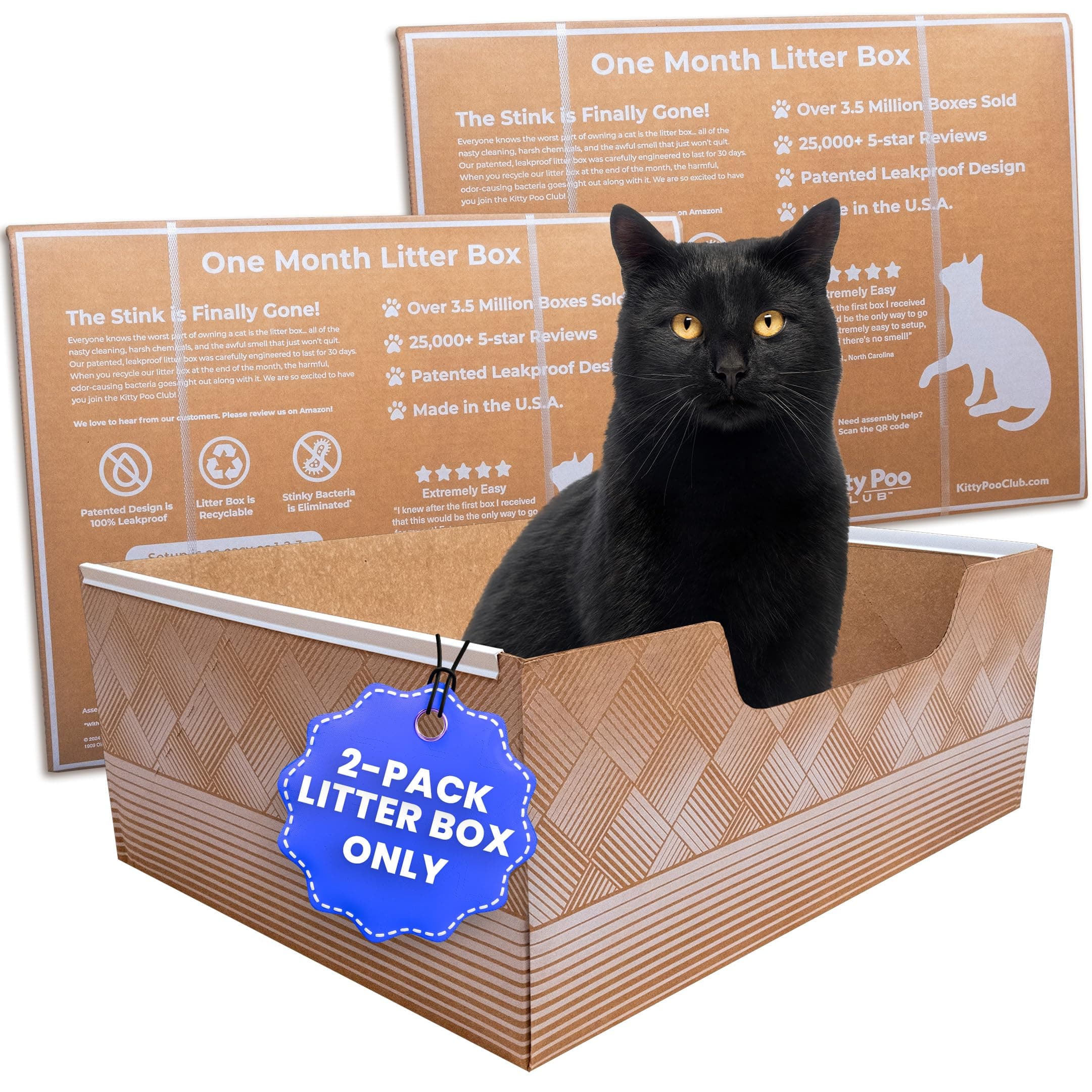 Leakproof Disposable 2-Pack Cat Litter Box Only - Made in The USA | Unmatched Odor Control | Recyclable — Kitty Poo Club