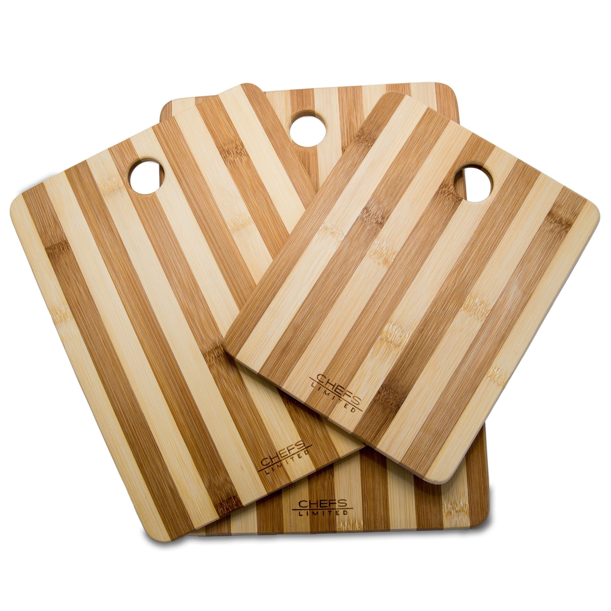 Chefs Limited 3 Piece Bamboo Cutting Board Set with Handle