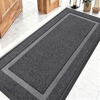 OLANLY Front Door Mat Indoor Outdoor Entrance, Waterproof All-Season, All-Weather Doormat, Sturdy Natural Rubber, Fade Resistant, Low Profile, Easy Clean Patio Porch Entryway Mat, 59x23, Grey