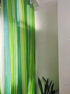 RANGBHAR Handloom Cotton Semi Sheer Curtains For Long Door, Cotton Curtains 9 Feet Long Set Of 2 With Eyelets, (Green, Long Door-9 Feet X 4 Feet)