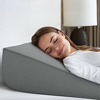 Wedge Pillow for Sleeping | 7.5 Inch Incline - Unique Curved Design | Memory Foam Bed Wedge Pillow | Support and Relief from Acid Reflux, Back and Neck Pain, Snoring, GERD (Dark Grey)