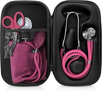 ASA TECHMED Medical Starter Kit – Stethoscope, Durable Blood Pressure Monitor, EMT Shears & Protective Carrying Case – Ideal for Healthcare Students & Professionals, Pink