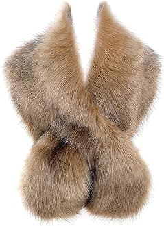 BABEYOND Womenââ‚¬â„¢s Faux Fake Fur Collar Shawl Faux Fur Scarf Wrap for Winter Coat 1920s Flapper Outfit 120cm/47.2" Long (Camel)