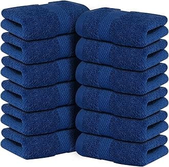 Infinitee Xclusives - 12 Pack Face Cloths |30x30 cm| 100% Cotton Wash Cloths - Ultra Soft & Highly Absorbent Fingertip Towels for Spa, Gym, Hotel & Bathroom |Tranquil Navy|