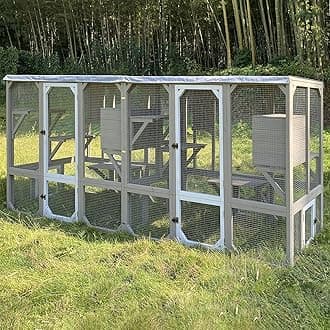 118" Large Catio Outdoor Cat Enclosure, Weatherproof Cat Patio Enclosures for Multiple Cats, Outside Kitty Cage Catio Window Access with 8 Jumping Platforms & 2 Resting Rooms