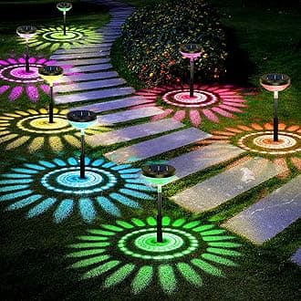 Nupostai 8 Pack Solar Pathway Lights, Multicolor & Warm White LED, IP67 Waterproof, Outdoor Garden Yard Lawn Landscape Decorative