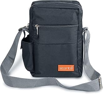 Storite Stylish Padded Nylon Sling Cross Body Travel Office Business Messenger Bag for Men Women (25x16x7.5cm) (Dark Grey)