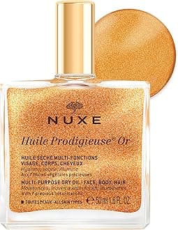 Huile Prodigieuse Shimmering Dry Oil 50ml, Gold-Flecked Dry Oil, Illuminates & Softens Face, Body & Hair, Multi-Purpose Nourishment, Vegan Formula