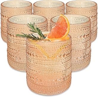 Kate Aspen Rose Gold Hobnail Beaded Drinking Glasses Set of 6-10 oz Vintage Glassware Set Cocktail Glass Set, Juice Glass, Water Cups | Makes A Great Hostess Gift or Gift for New Home Owners