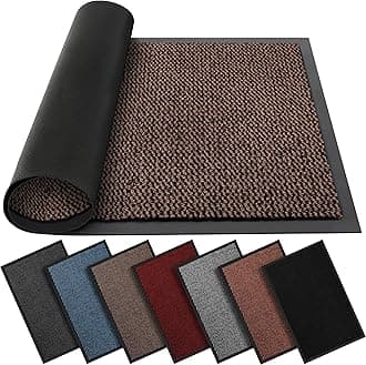 BLADO Washable Door Mats Indoor & Outdoor - Non-Slippery Heavy Duty - Stylish & Large Rubber - Perfect Dust Grabbing Doormats (Brown, 90cm x 200cm)