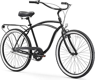 sixthreezero Around The Block Men's Beach Cruiser Bike, Hybrid Bicycle with Rear Rack