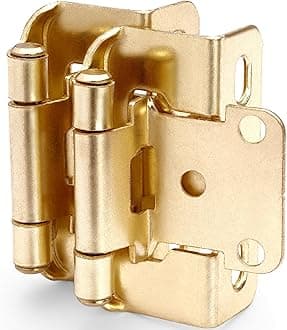 DecoBasics 50 Pack 1/2" Overlay Brushed Gold Cabinet Hinges for Cabint Doors (25 Pairs) – Self-Closing Partial Wrap Semi-Concealed Face Frame Hinge for Kitchen Doors w/Screws & Quiet Bumpers