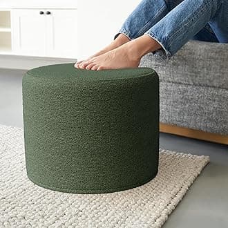 ZICOTO Beautiful Boucle Pouf Ottoman and Foot Rest - Elevate Your Living Room Decor with Lightweight Comfort and Charm - A Round Modern Foam Filled Foot Stool Perfect to Rest Your Feet