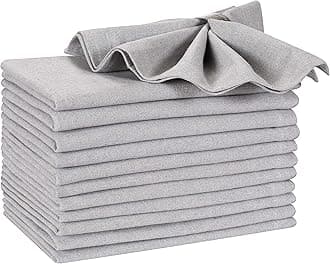 Ramanta Home Light Grey Cotton Dinner Napkins Set of 12, 18x18 Inch 100% Cotton Cloth Napkins, Reusable Fabric Table Napkins for Everyday Dining, Parties, Wedding, Spring & Easter Table Décor Washable