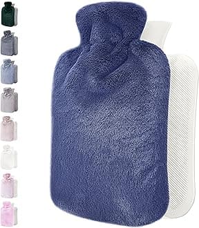 Hot Water Bottle - with Soft Premium Fleece Cover - Lake Blue, 2L - Heating Pad for Menstrual Cramps and Period Comfort - Bed Foot Warmer - Hot & Cold Compress for Back, Stomach, Neck Pain Relief