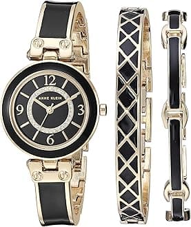 Anne Klein Women's Accented Bangle Watch and Bracelet Set, AK/3296