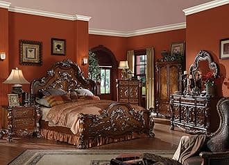 ACME Dresden 4-Piece Bed Set, Cherry Oak Finish