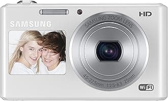 Samsung DV150F 16.2MP Smart WiFi Digital Camera with 5x Optical Zoom and 2.7" main and 1.48" front Dual LCD Screens (White)