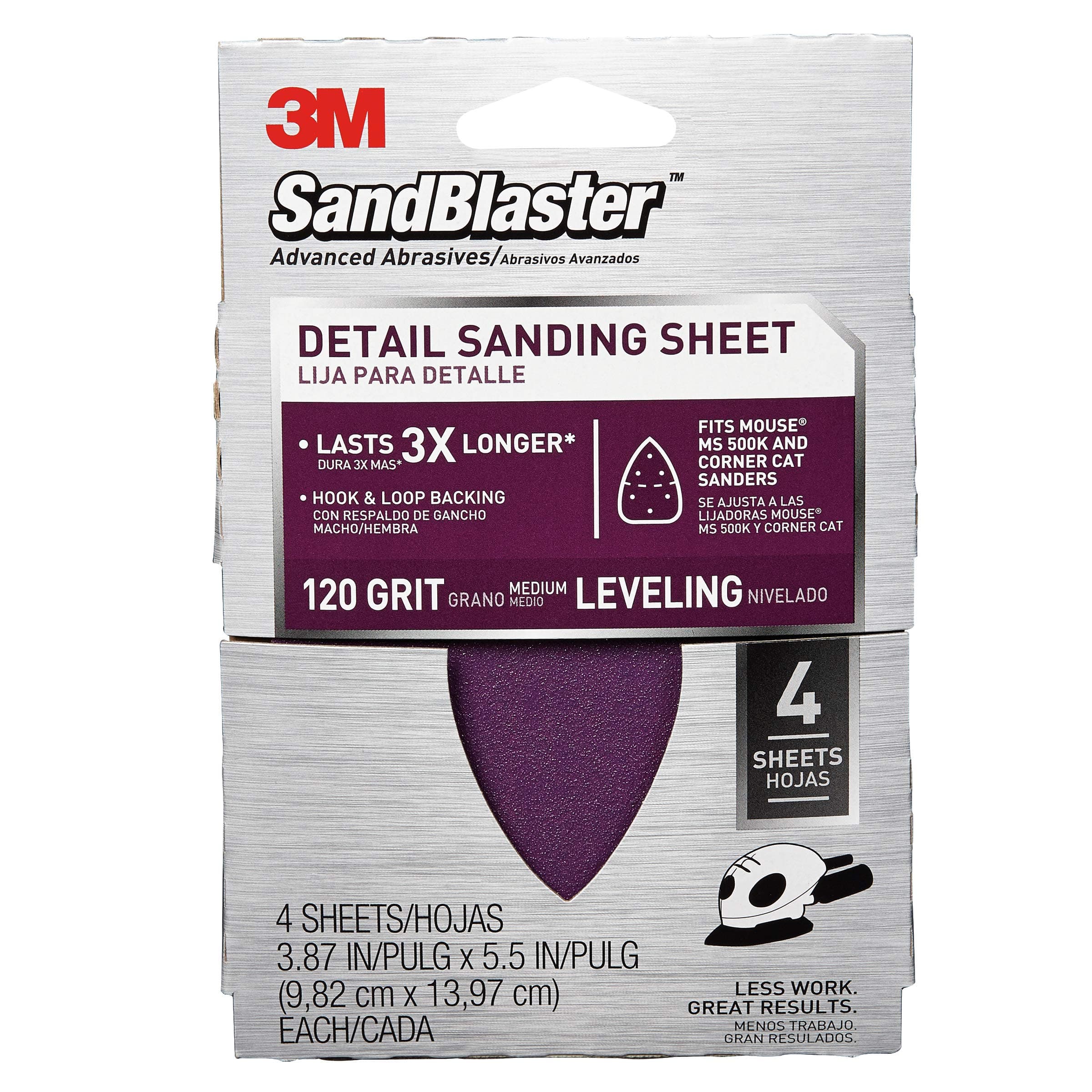 3M 9672 120-Grit Mouse Sandpaper Sheets, 4-Pack