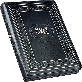 KJV Holy Bible, Giant Print Full-size Faux Leather w/Thumb Index & Ribbon Marker, Red Letter Edition, King James Version, Black, Zipper Closure (KJV Full Size GP Editions)