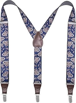 Men’s Y-shape 1.4 Inch Suspender -3 Metal Clips, Elastic Straps