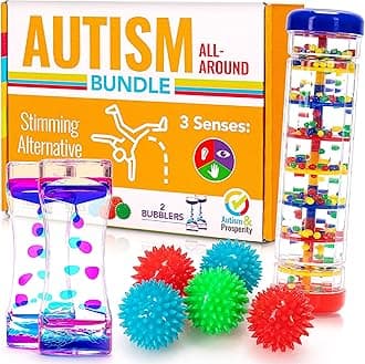 Kids Toys All-Around Sensory Stim Alt Autistic Children Set, ASD Boys Girl Teen Rainmaker Bubbler Balls Special Needs No 1-3 Toddlers Age 3 4 5-7 8-12 Years Old Products Gifts Game