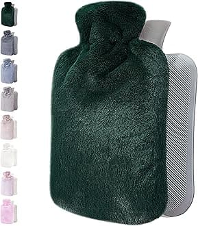 Qomfor Hot Water Bottle with Soft Cover - 1.8L Large - Classic Hot Water Bag for Pain Relief, Neck and Shoulders, Feet Warmer, Menstrual Cramps, Hot and Cold Therapy - Great Gift for Women - Green
