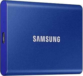 SAMSUNG T7 Portable SSD, 1TB External Solid State Drive, Speeds Up to 1,050MB/s, USB 3.2 Gen 2, Reliable Storage for Gaming, Students, Professionals, MU-PC1T0H/AM, Blue