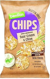 – Benlian Gluten Free Chips Corn & Brown Rice, Sour Cream Chive 60g | With Extra Virgin Olive Oil, Non Fried, Vegetarian, No Preservatives, Glutamat