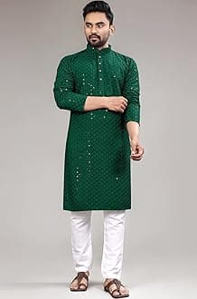 Men's Indian Ethnic Wear Straight Lucknowi Kurta