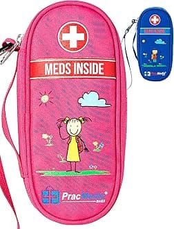 PracMedic Bags Epipen Carry Case Kids- Insulated, Holds 2 Epi Pens or Auvi Q, Antihistamine. Inhaler, Nasal Spray, Eye Drops, Allergy Medicine- Medical Carrying Case for Emergencies- Updated (Pink)