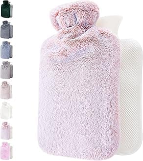 Qomfor Hot Water Bottle with Soft Cover - 1.8L Large - Classic Hot Water Bag for Pain Relief, Neck and Shoulders, Feet Warmer, Menstrual Cramps, Hot and Cold Therapy - Great Gift for Girls - Pink