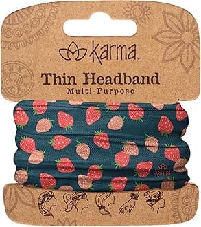 Karma Strawberries Headband for Women - Thin - Fabric Headband and Stretchy Hair Scarf
