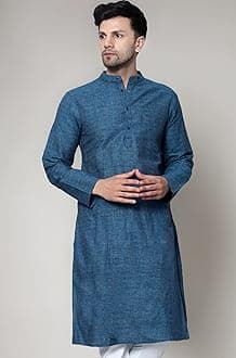 Men's Cotton Regular Textured Long Kurta Full Sleeves - Casual Ethnic Wear