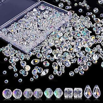 600 Pcs Glass Beads for Jewelry Making, Assorted Crystal Rondelle Beads with Box - 4/6/8mm, AB Color