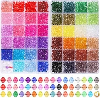 XSEINO 3760 Pieces 6mm Crystal Beads for Jewelry Making, 47 Colors Crystal Acrylic Beads for Bracelets Jewelry Making and DIY Crafts