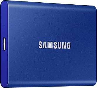 SAMSUNG T7 Portable SSD, 500GB External Solid State Drive, Speeds Up to 1,050MB/s, USB 3.2 Gen 2, Reliable Storage for Gaming, Students, Professionals, MU-PC500H/AM, Blue