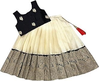FELIZ THE DESIGNER STUDIO Baby Girl's Readymade South Indian Pattu Pavadai Lehenga Choli For Kid's